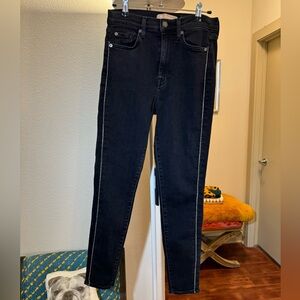 7 For All Mankind Luxe Vintage High Waist Ankle Black Skinny Jeans